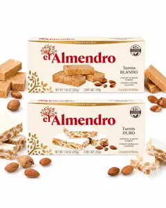 El Almendro Turrones, Turron Duro Nougat Candy | 2 PACK | Crunchy & Creamy Almond Torrone | From Spain | Traditional Spanish Brittle | Dessert | Gluten Free | 2 Boxes | 7oz each