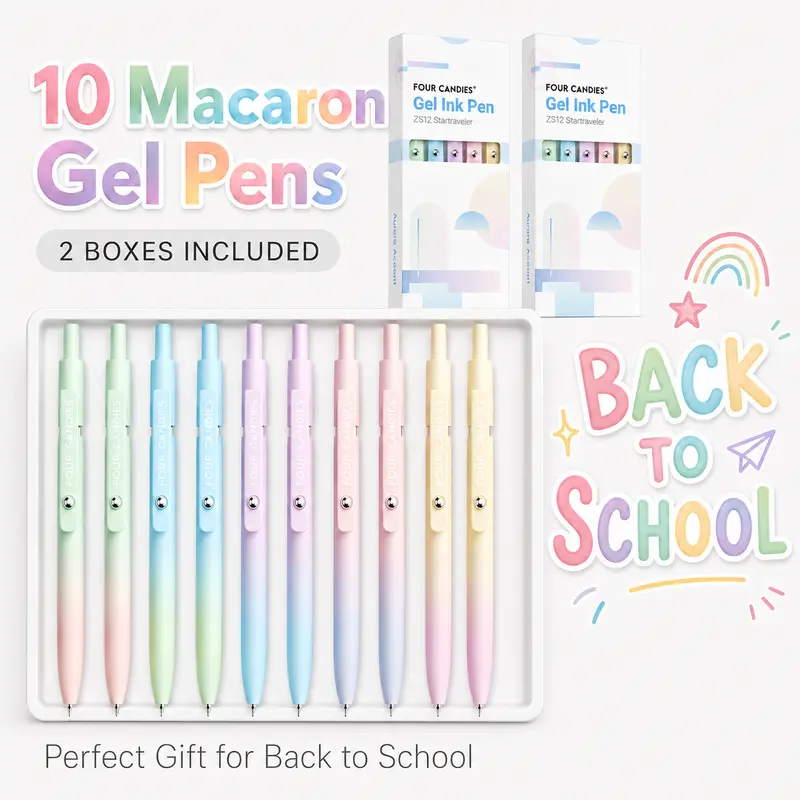 [Back to School Haul] 0.7mm Fine Tip Gel Pens with Clip Design, Quick Dry Black/Gradient Ink, 5/10/12 Pcs Multiple Packs, Daily Stationery for Exam Writing, Aesthetic Office Supplies, Ideal Classroom Prizes for Teens