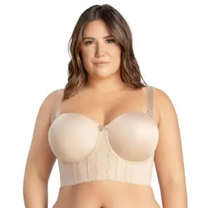 Women's Non-slip Full Bust and Full Figure Supportive Seamless Foam Padded Strapless Longline Bra and Bustier Top