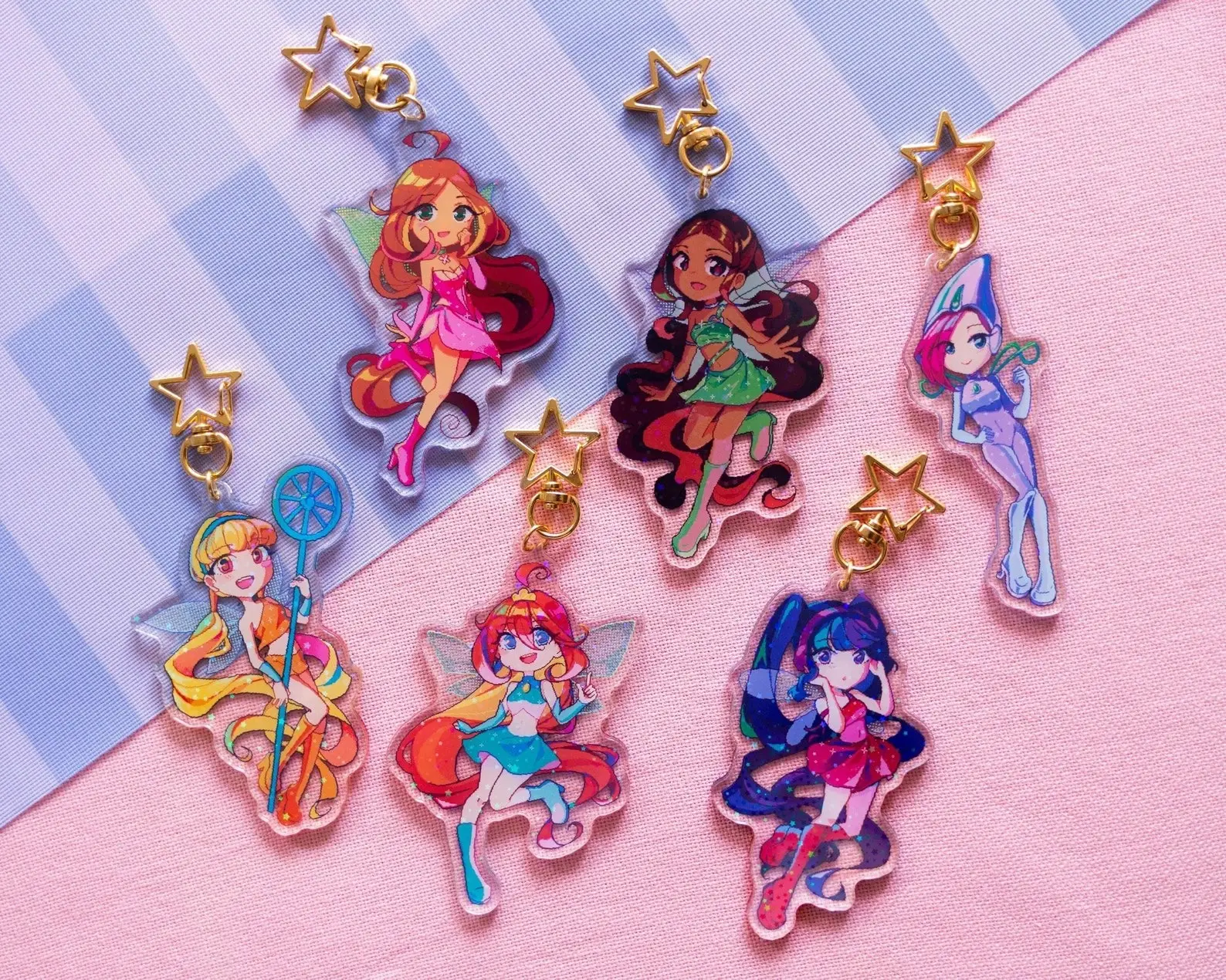 Winx Club Acrylic Keychains ~ Pixel Art / 3" Perfect for decorating bags, keys, or gifts.