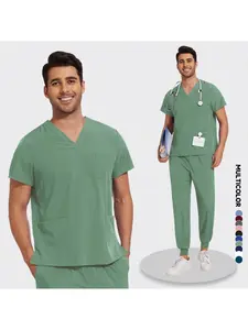 Practical Set for Men's Work Uniform Set Scrubs Quick Dry Hospital Clinic Spa Beauty Workwear