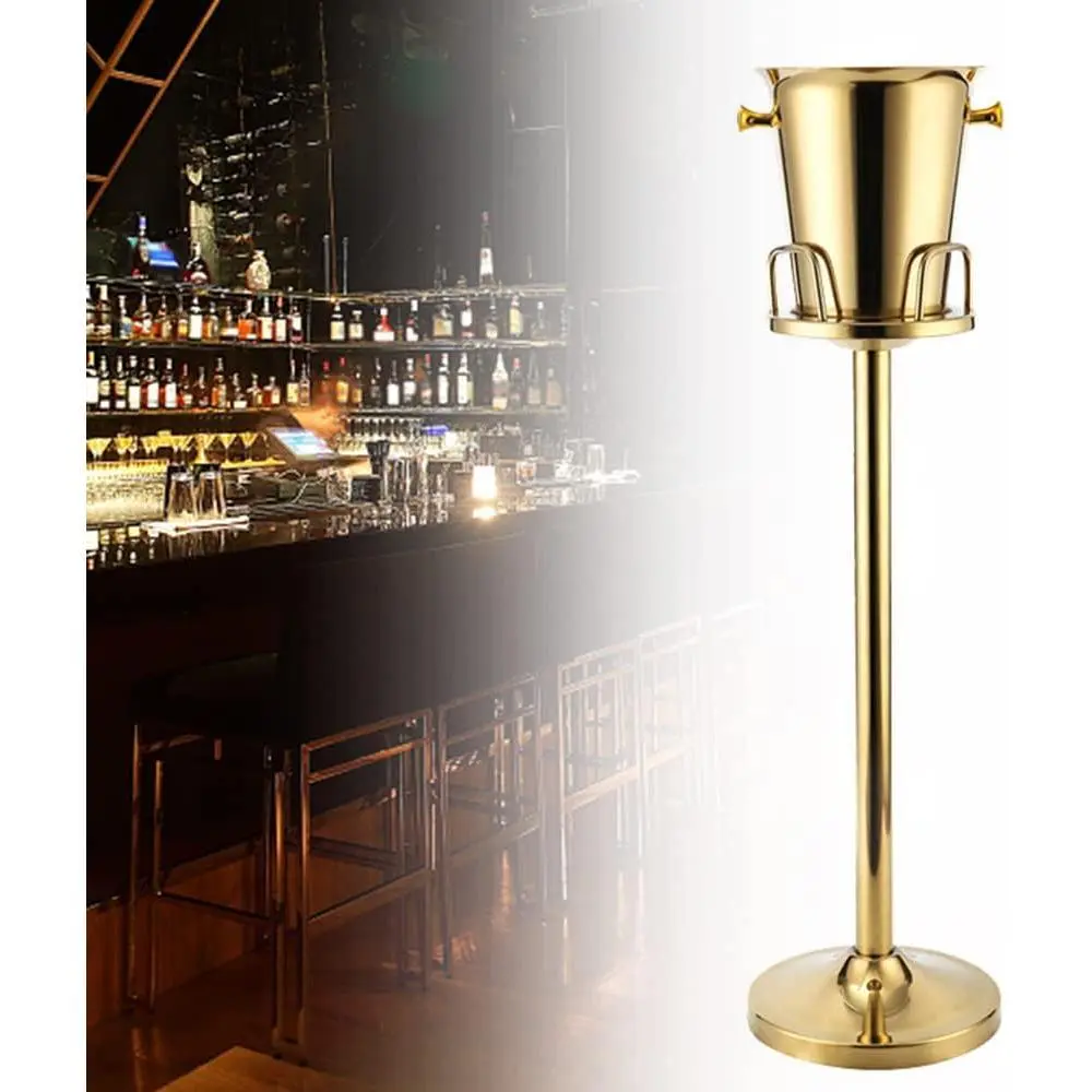 Titanium Gold Ice Bucket Rack,Floor Standing Golden Champagne Ice Bucket Wine Cooler Ice Stainless Steel Utensils Drink