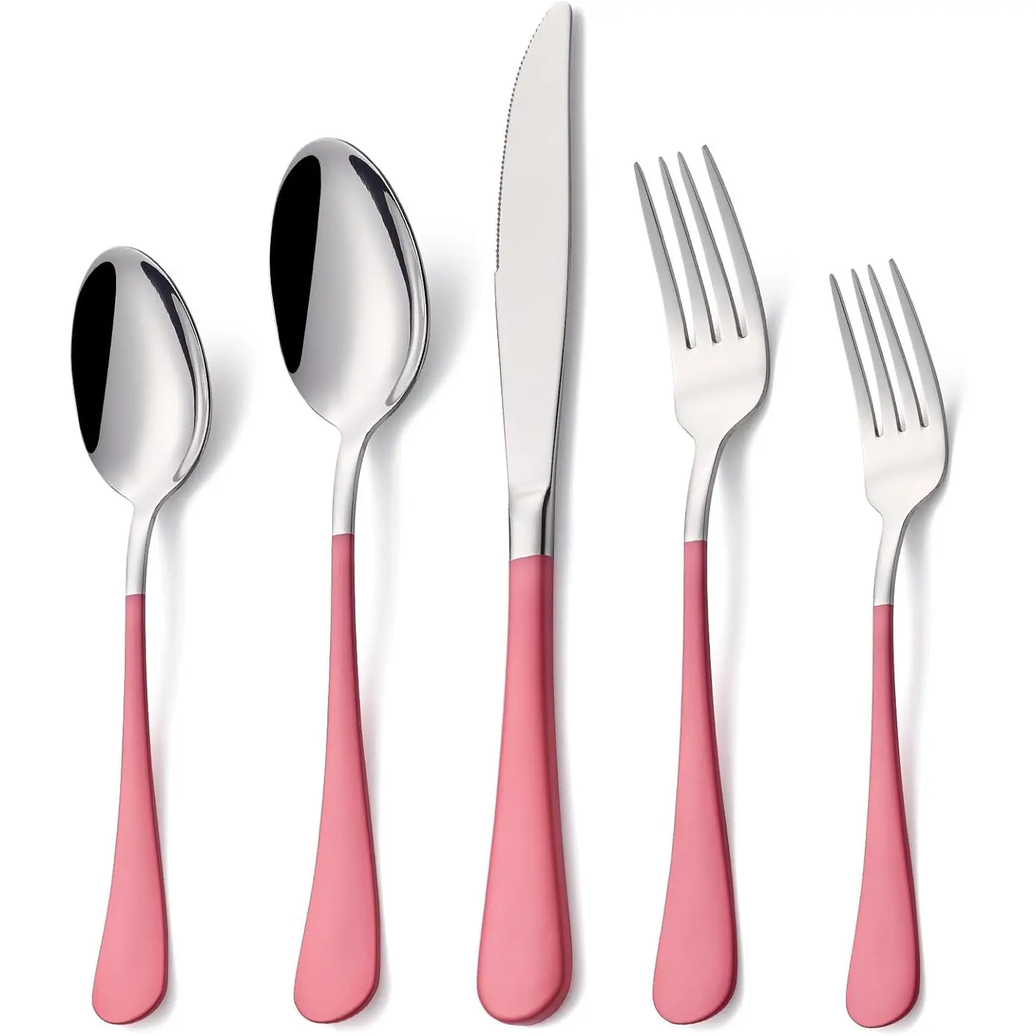 20 count Pink 18/0 Flatware Utensil Set for 4, Include Dinner ,Dinner Forks,Dinner Spoons,Salad Forks,Teaspoons,Silverware Set for 4, Dishwasher Safe