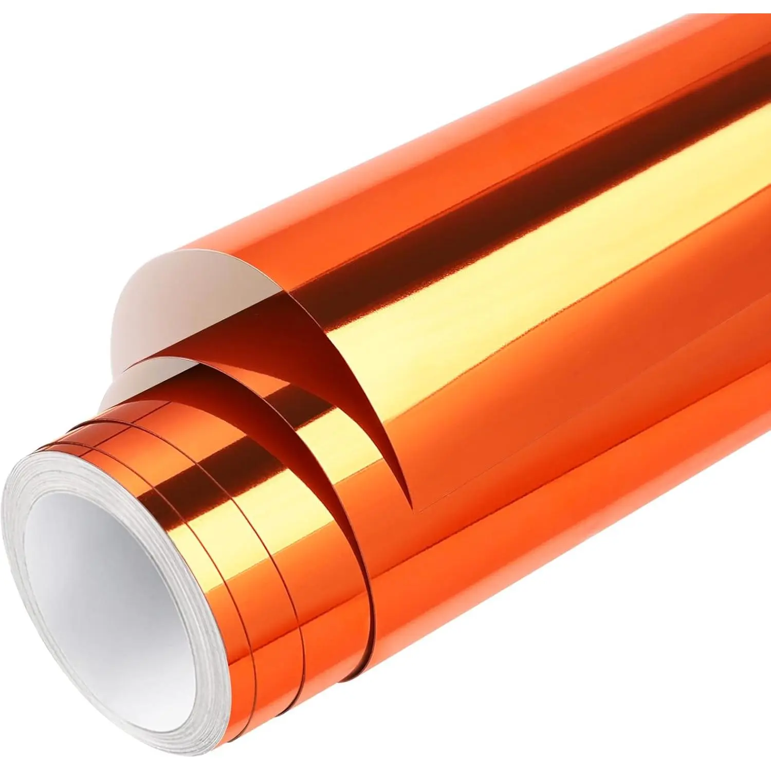 Orange Chrome Vinyl,Chrome Mirror Metallic Vinyl Orange No Bubble 12" x5ft,Orange Permanent Adhesive Vinyl Roll for Signs Lettering