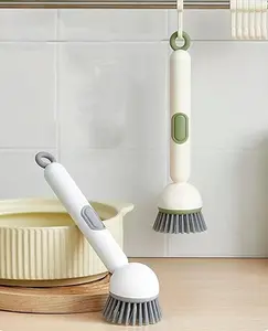 6-in-1 Dish Brush with DetergentDispenser for PotsPans Dishes & Utensils Adjustable Angles (Random color delivery）)