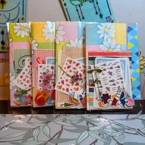Mystery Scrap Bundle Springtime - Colorful Paper Crafts with Floral & Geometric Patterns for DIY Projects