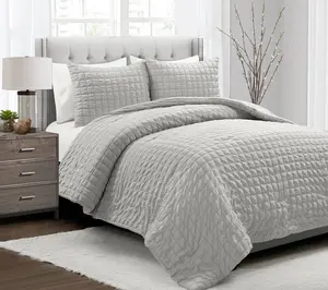 Crinkle Textured Dobby Comforter 3Pc  King by Lush Decor