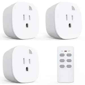 F-PSP01  Remote Control Outlet Wireless Light Switch for Household Appliances, Expandable Remote Light Switch Kit, Up to 100 ft Range, FCC Certified, ETL Listed, White (3 Outlets + 1 Remotes)