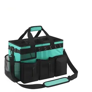 Multi-Pocket Cleaning Tool Bag, Tool Pouches, Organizer Pouch with Hooks, Adjustable Divider, Thickened Shoulder Strap, Portable, Home & Car Maintenance Kit