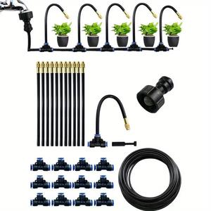 drip irrigation kit, automatic watering system with rotating brass spray head, garden sprinkling tool set for balcony, rainforest, and garden, sprinkler, hose, for plants, adjustable sprinkler fountain, water hose nozzle