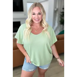 Big Sky Country Waffle Knit Top In Sage