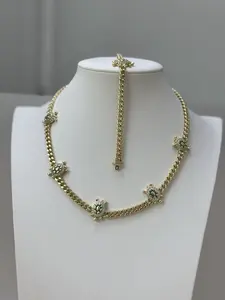 Mona Set with Green Turtles Choker 50cm & 20cm Pulcera Laminated 14k Material Distinctive Look
