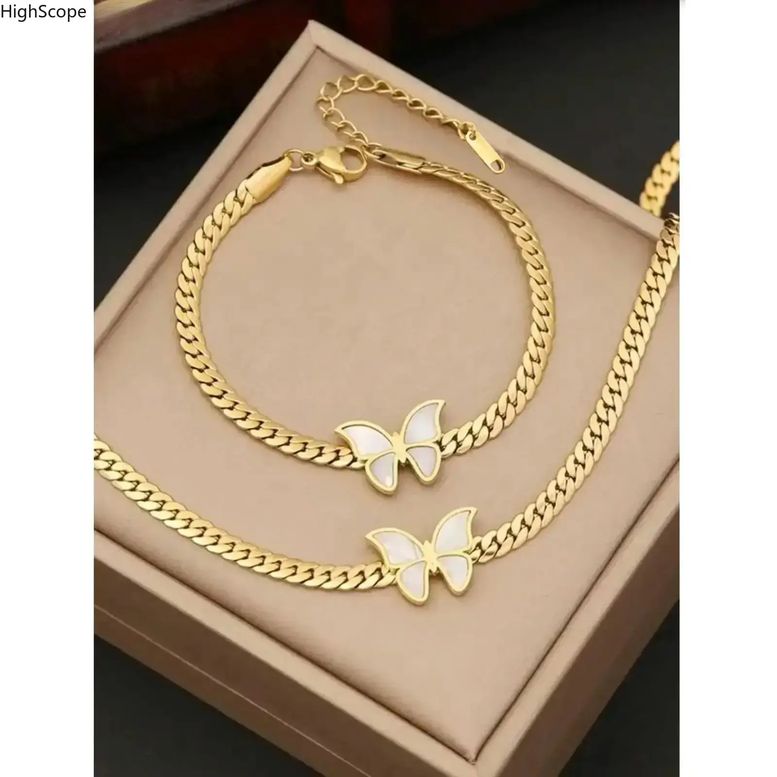 Women's 2-Piece Butterfly Stainless Steel Costume Jewelry Set - Matching Butterflies Set with Necklace, Romantic Anniversary Gift for Gifting, Matching Jewelry Set, Two Piece Set