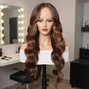 26-Inch Ombre Big Wave Long Synthetic Lace Wig for Women Curly Middle Part Hairstyle Natural Look & Voluminous Style