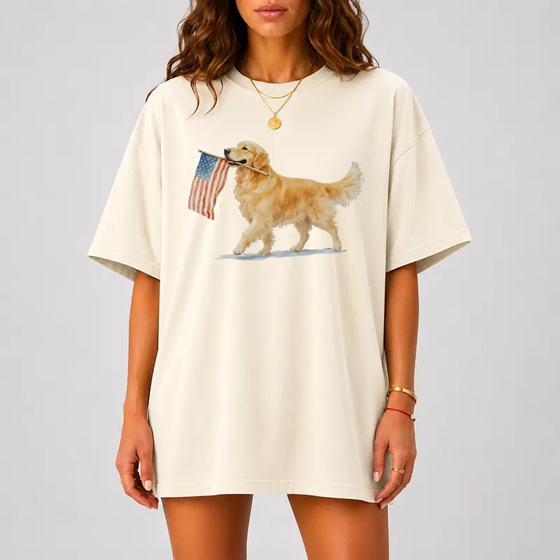 Comfort Colors Golden Retriever Patriotic Shirt, American Flag Dog Tee, Dog Mom Fourth Of July Gift