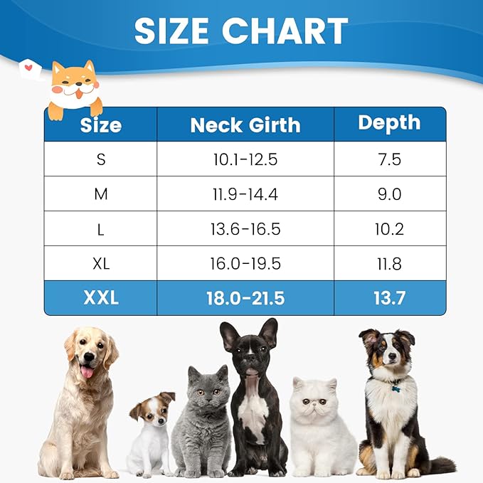 Soft Dog Cone for Dogs After Surgery, Flexible Dog Cones for Large Medium Small Dogs, Lightweight Dog Cone Alternative, Waterproof E-Collar for Dog, Elizabethan Collar, Dog Recovery Collar