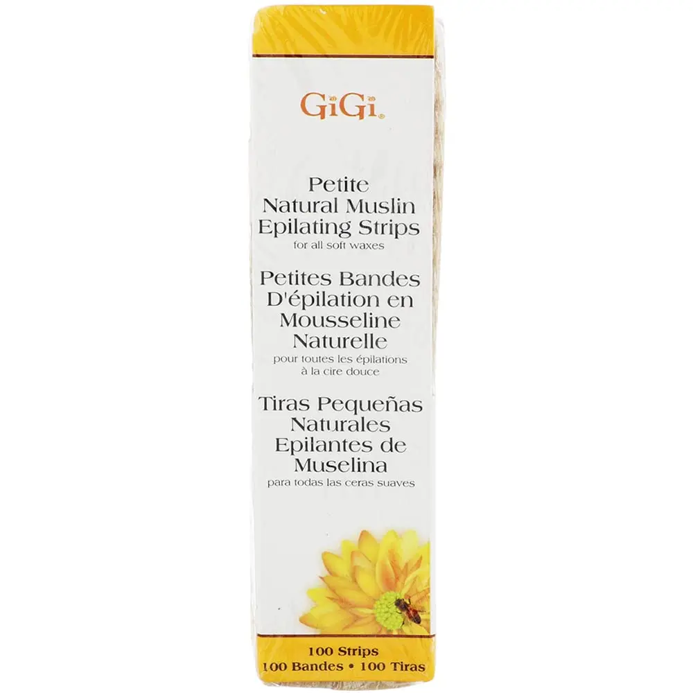 GiGi Petite Natural Muslin Waxing Strips, 100 Salon-Grade Epilating Strips for Body & Face Hair Removal, Cruelty-Free & For All Skin Types, Body Care, Cotton Muslin, Painless