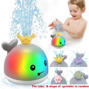 Electric Induction Water Spray Whale Toy with 4 Nozzles, Baby Bathing Shower Summer Water Play, Light-Up Sensory Sprayer, Requires 3 Aaa Batteries