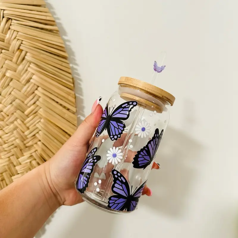Butterfly Beer Can Glass