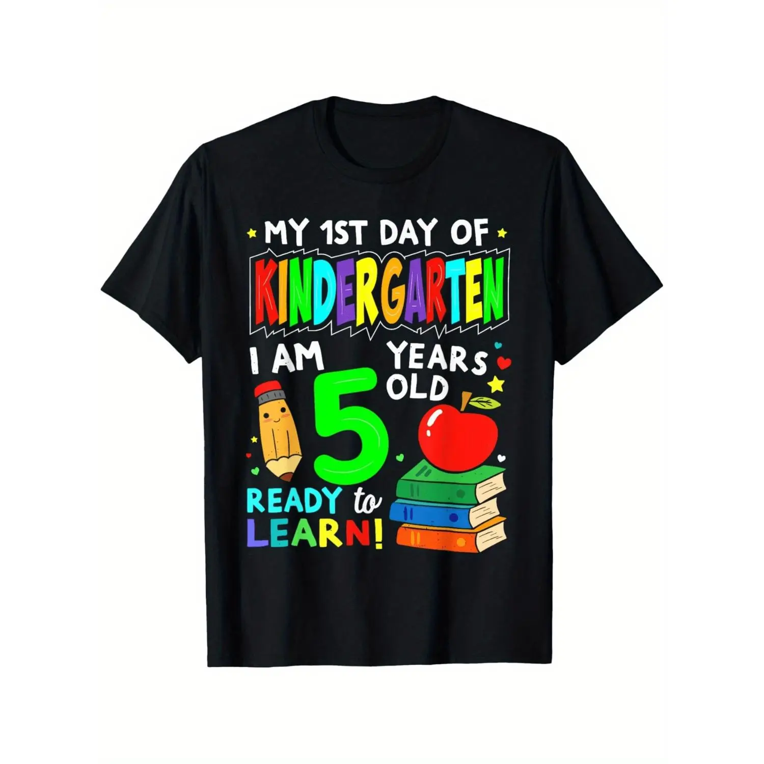 Summer t Shirts Girls' "My 1st Kindergarten Year" Graphic T-Shirt - Breathable Cotton Knit, Round Neck, Short Sleeve Top with Fun Educational Design, Perfect for Back to School, Summer Casual Wear