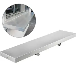 Concession Shelf 48L x 12W Inch Stainless Steel Drop-Down Folding Serving Shelf Stand for Concession Trailer Window Service, Heavy-Duty Rust-Resistant Construction, Space-Saving Food Service Equipment, Easy Mounting and Cleaning