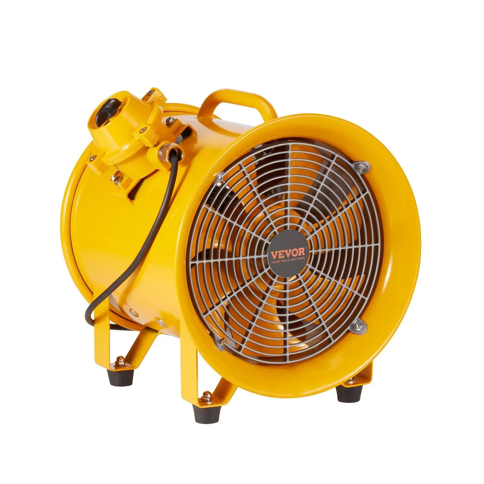 【SummerFinds】VEVOR 12"-Heavy-Duty Sturdy Steel Frame Cylinder Ventilation Fan, IP44 Rated 550W AC Motor Portable Blower, 2500CFM Shop Exhaust, 9.8ft Power Cord (No Charging Head), Industrial Utility Tool for Dust & Smoke