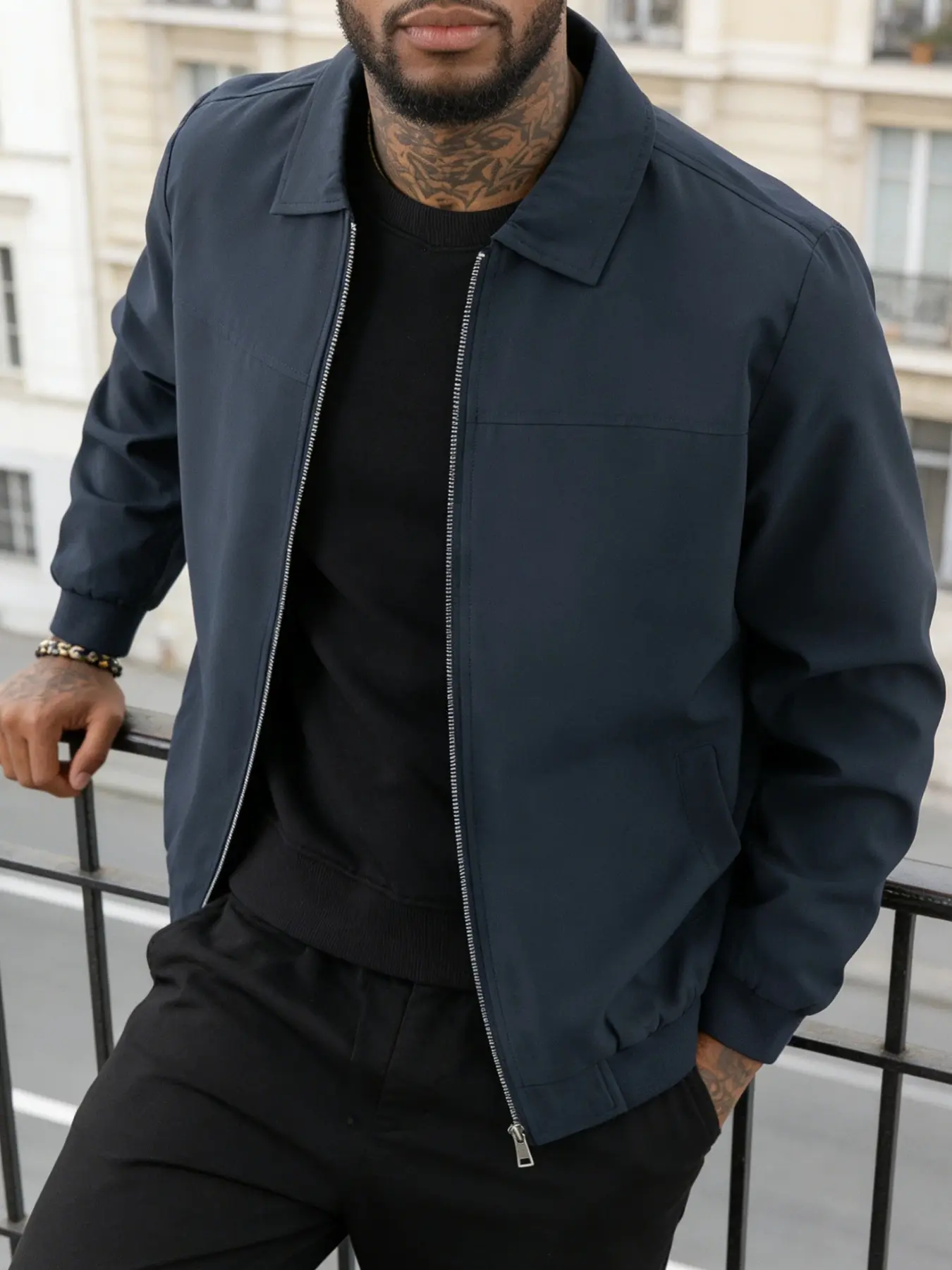 Men's casual jacket, Casual fitted jackets, with a collar design, Zip Front Neck, zipper closure, 100% polyester fiber, machine washable, lightweight, easy to maintain fabric, suitable for work, travel and formal wear - Spring and Autumn