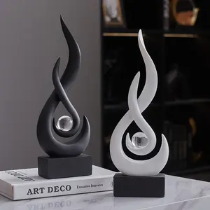 Abstract Flame Design Resin Ornament, 1 Count Modern Art Desktop Decoration, Decorative Ornament for Home Living Room Office