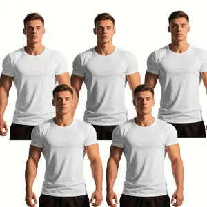 5pcs Unisex Sublimation T Shirts Bulk Blank Polyester T Shirt White Crew Neck Short Sleeve For Women Men Adult Kid DIY Gifts