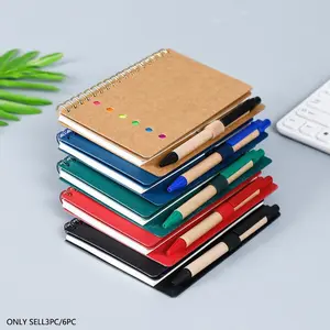 Spiral Notebook with Pen, 3/6 Counts Portable Mini Notebook, Business Office Notebook, Stationery Supplies for Home School Office