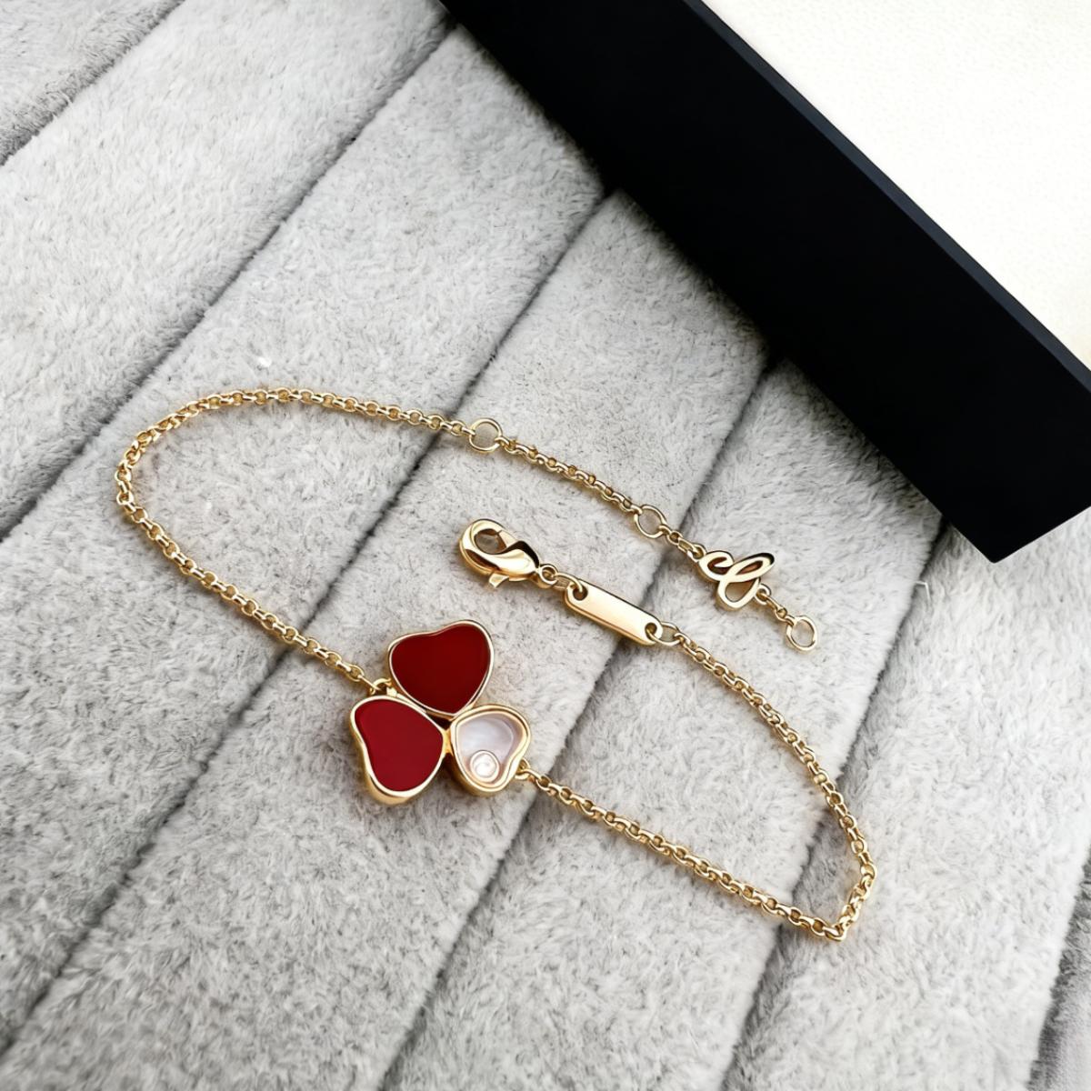 High Quality Dainty Gold Clover Pendant Bracelet Everyday Wear Enamel Chain for Women