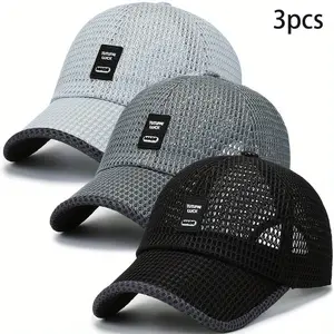 3Pcs Summer Mesh Duckbill Caps – Lightweight Breathable Outdoor Sports Baseball Hats for Men & Women, UV Sun Shade for Travel, Running, Fishing, Hiking, Camping & Vacation