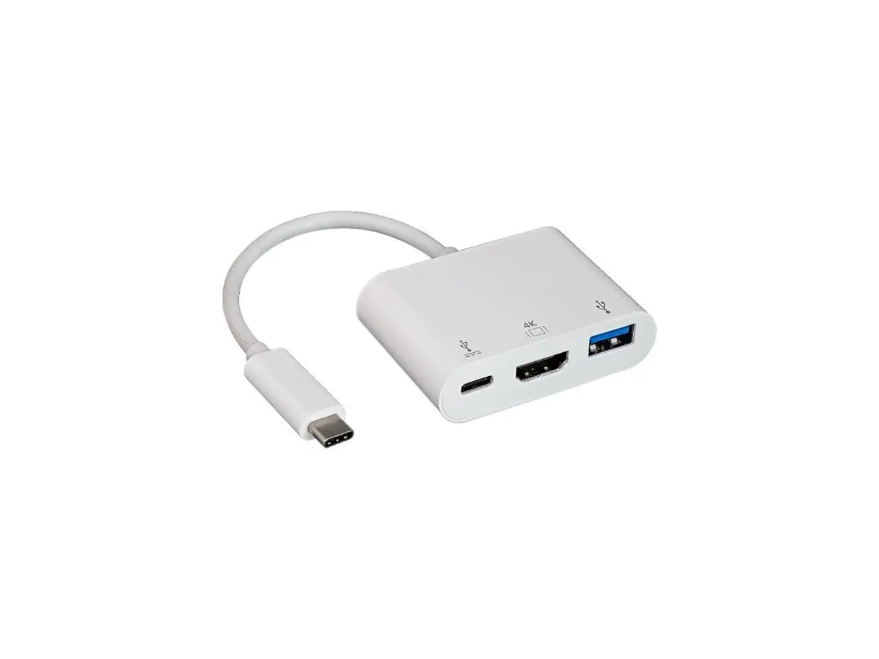 Nippon Labs USB 3.1 Type-C to USB 3.0 Type-A / HDMI / Type-C Hub, Supports 4K x 2K @ 30Hz, White Charging Adapter, 30UC-CHMU3C
