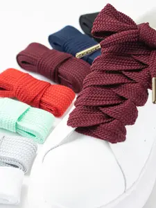 Pure Color Wide Single Layer Fat Shoelaces Bootlace Lace Up 2.5cm + Metal Head Shoe Laces Clothing Rope Accessories, Unisex Fashion Footwear Essentials