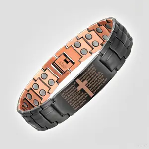 3500 Gauss Strong Magnetic Bracelet for Men - 99.99% Pure Copper Wristband with Neodymium Magnets - Adjustable Classic Design - Health & Sports Jewelry Gift for Him