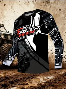 Breathable Quick-Dry Cycling Long Sleeve Jersey, Sports Jersey, Racer Tech Design, Racing Shirt, Sporty Fit, Perfect for Bike Training and Casual Wear