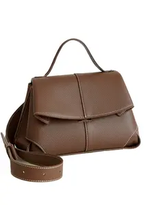 High-Quality Marled Crossbody Shoulder Bag, Genuine Leather, Elegant Plain Pattern, Large Capacity, Duroable & Fashionable, Daily Use
