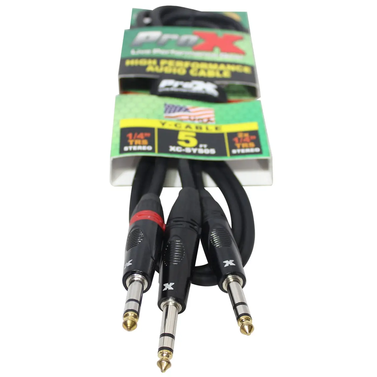 ProX XC-SYS05 Compact High Performance Audio Cable, 5' 1/4" TRS-M to Dual 1/4" TRS-M, for Speaker Equipment & Accessories, Noise-Reducing, Connection