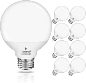 Hansang 8-Pack G25 LED Globe Light Bulbs, E26 Standard Base, 5W (60W Incandescent Equivalent), 500LM, Non-Dimmable, 4000K Daylight for Bathroom Vanity Lighting