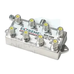 AMPHENOL BDS108H BALANCED COAXIAL SPLITTER, 8-WAY VERTICAL "F" PORT OUTPUTS & 1 HORIZONTAL "F" PORT INPUT. MOCA 1.1 COMPLIANT, 5 - 1002MHZ
