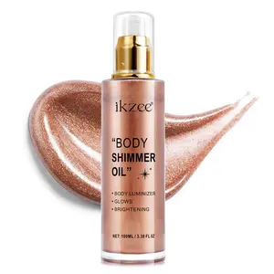 Ikzee Rose Gold Body Glitter Oil, Matte Shimmer Makeup Oil, Long-Lasting Color, Boosts Skin Radiance, Perfect for Parties