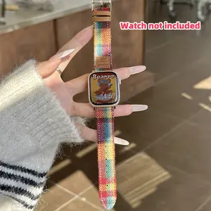 1-piece soft leather rainbow colors watchband, Watch straps, compatible with 38mm,40mm,41mm,42mm watchbands, suitable for both men and women, soft and comfortable casual watchband, suitable for iWatch Ultra1/2/3 series