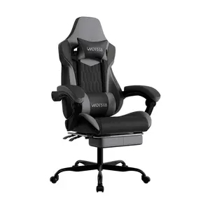 SUIKDA Gaming chair with footrest, massage function, ergonomic high-back reclining computer chair with adjustable lumbar support, blue and black