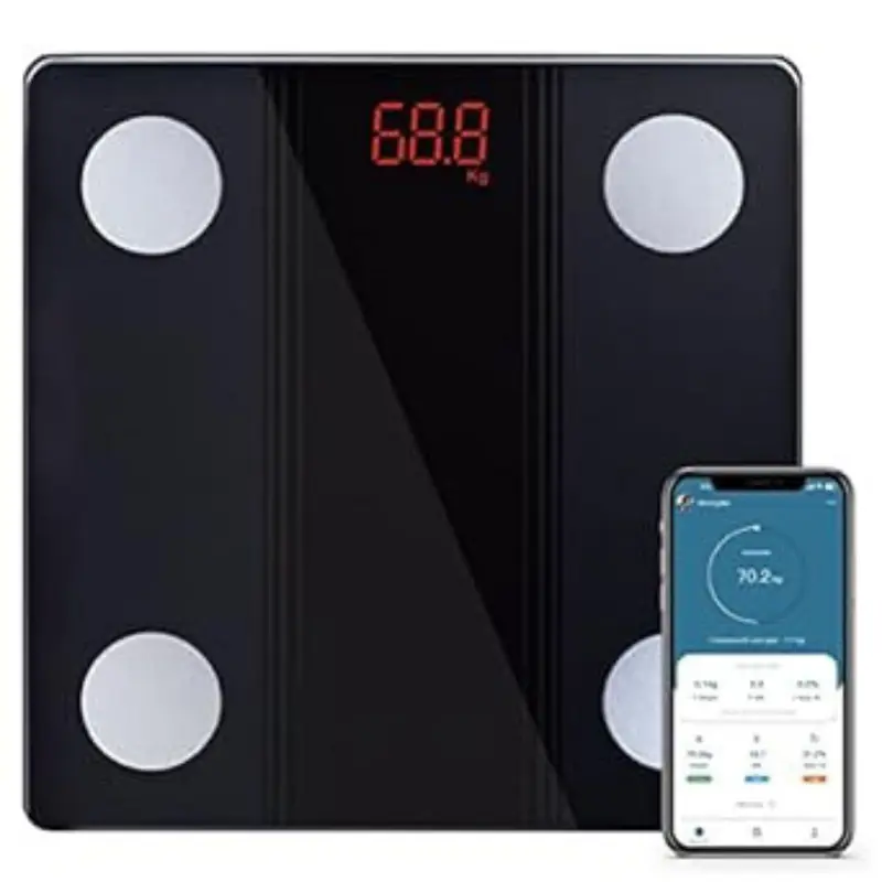 Bathroom Scale Smart Digital Bluetooth Scales for Body Weight, Body Fat, BMI Body Composition Analyzer Weighing Scale with High Precision Measurements Sync APP Heavy Duty 330lbs Healthcare bortle  scale