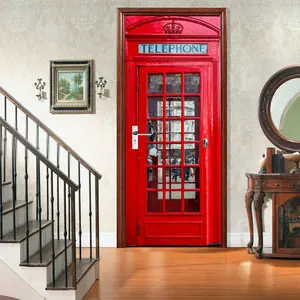 London Phone Booth Wallpaper Sticker, Peel & Stick Waterproof PVC Decor, Removable Wall Art, 76.96x199.9 Cm, Easy to Apply and Remove, Decorative Wall Sticker, Wall Decal