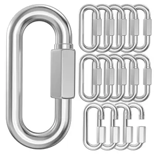 15 Pack Heavy-Duty Chain Hooks Quick Links - 304 Stainless Steel 1/8" Locking Carabiner Anti-Rust Chain Connector Quick Link for Towing,Swing,Shade Sail,Bird Toys,Capacity 175Lb BNYZWOT