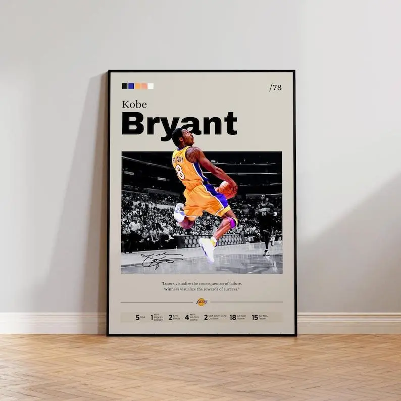 Kobe Bryant Poster, Basketball Legend Art Print, Wall Decor, Sports Memorabilia, Black Mamba Tribute, NO FRAME Home Decor, Motivational Artwork decoration