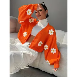 Floral Knit Cardigan with Inner Layer & Pants, Casual Fashion Sweater for Women, Spring & Fall Ideas