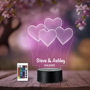 Personalized Heart Balloons LED Name Lamp - Custom Valentines Gift, Light Up Sign, Logo Sign for Couples, Anniversary Gift