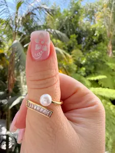 Adjustable Pearl & Diamond Inspired Bypass Ring
